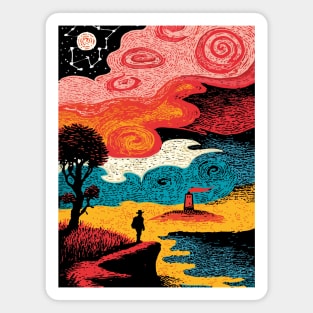 Dreamer's Shore | Surreal Psychedelic Night Sky Magnet